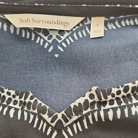 Soft Surroundings Sz Large Black Floral Hibiscus Shift Dress - Picture 5 of 6